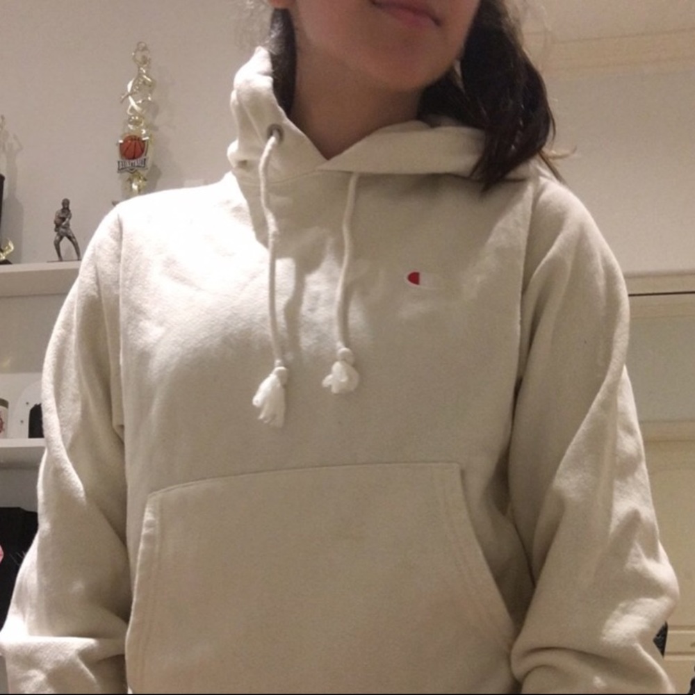 White / Cream Champion Hoodie🎂🏐💛